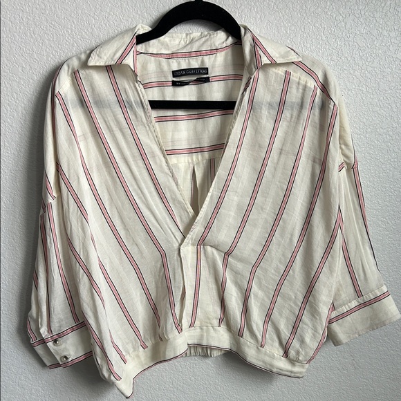 Urban Outfitters Tops - Urban Outfitters Cream and Pink Striped Shirt